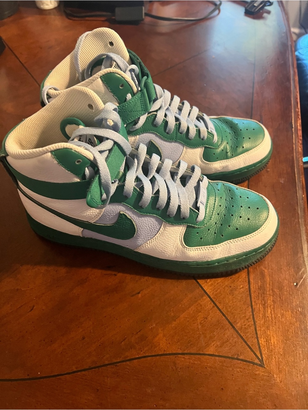 Custom Nike Air Force 1 High – Green & White – Women’s Size 10